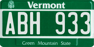 VT license plate ABH933