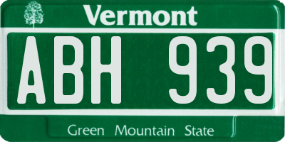 VT license plate ABH939