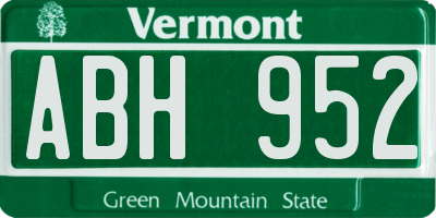 VT license plate ABH952