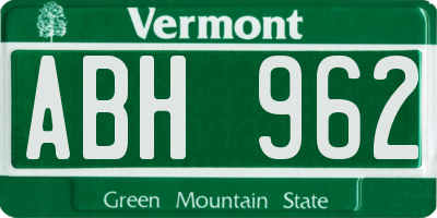 VT license plate ABH962