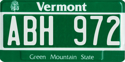 VT license plate ABH972