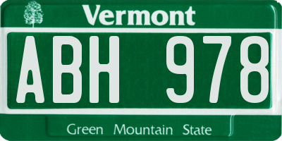 VT license plate ABH978