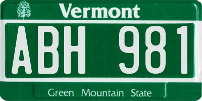 VT license plate ABH981