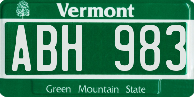VT license plate ABH983