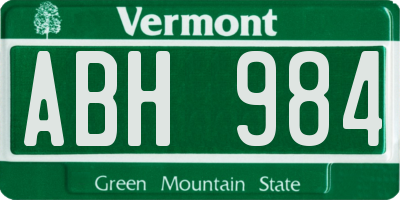VT license plate ABH984