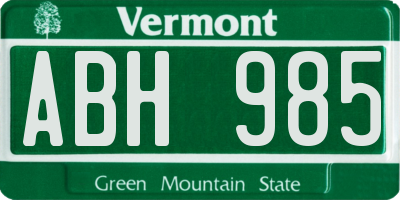 VT license plate ABH985