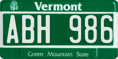 VT license plate ABH986