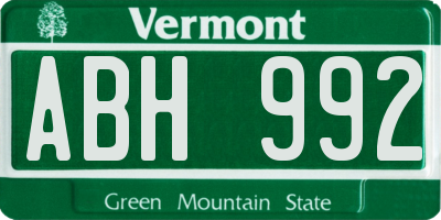 VT license plate ABH992