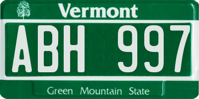 VT license plate ABH997