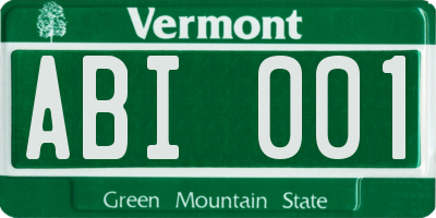 VT license plate ABI001