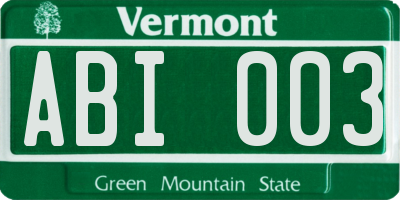 VT license plate ABI003
