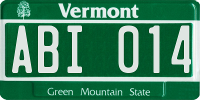 VT license plate ABI014