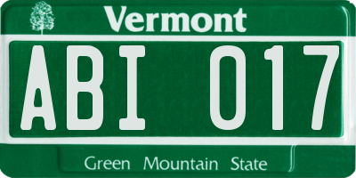 VT license plate ABI017