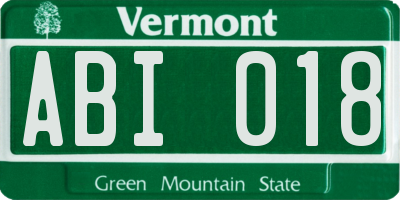 VT license plate ABI018