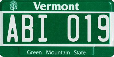 VT license plate ABI019
