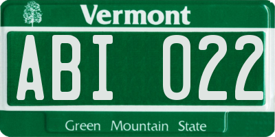 VT license plate ABI022