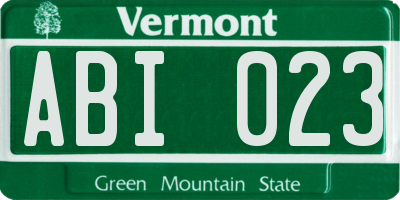 VT license plate ABI023