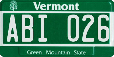 VT license plate ABI026