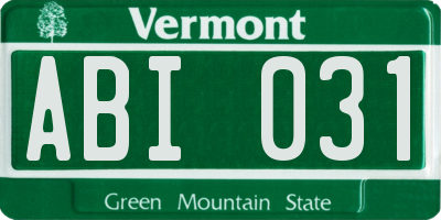 VT license plate ABI031