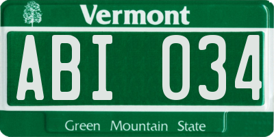 VT license plate ABI034