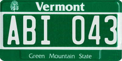 VT license plate ABI043