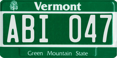 VT license plate ABI047