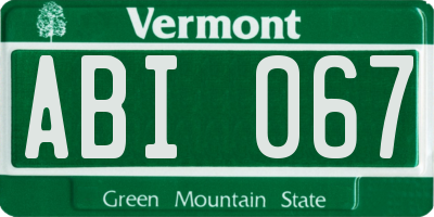 VT license plate ABI067
