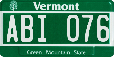 VT license plate ABI076