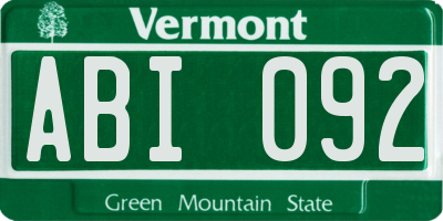 VT license plate ABI092
