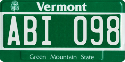 VT license plate ABI098