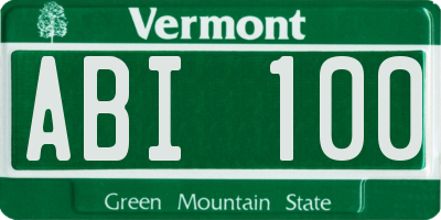 VT license plate ABI100
