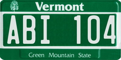 VT license plate ABI104