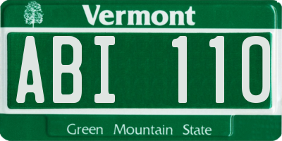 VT license plate ABI110