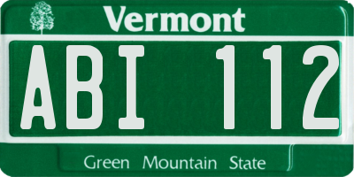 VT license plate ABI112