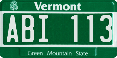VT license plate ABI113