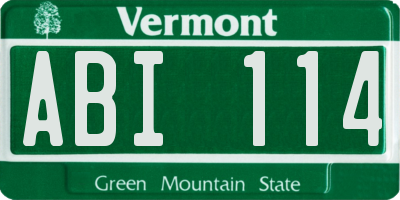 VT license plate ABI114