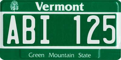 VT license plate ABI125