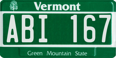 VT license plate ABI167