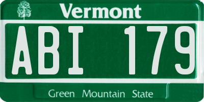 VT license plate ABI179