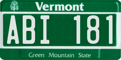 VT license plate ABI181