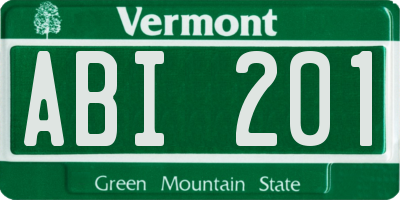 VT license plate ABI201