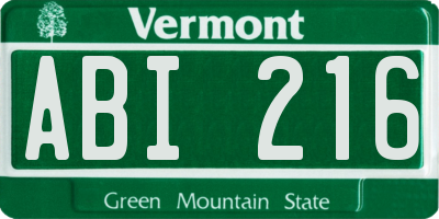 VT license plate ABI216
