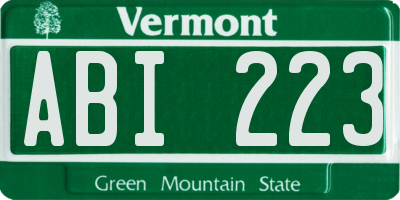 VT license plate ABI223