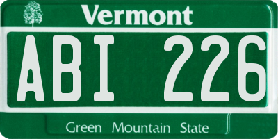 VT license plate ABI226
