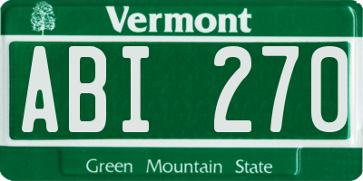 VT license plate ABI270