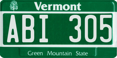 VT license plate ABI305