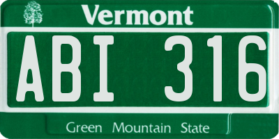 VT license plate ABI316