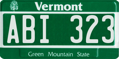 VT license plate ABI323
