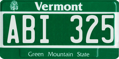 VT license plate ABI325