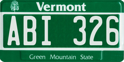 VT license plate ABI326